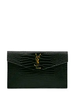 Saint Laurent 2022 Croc Embossed Leather Uptown Pouch clutch bag 30135484