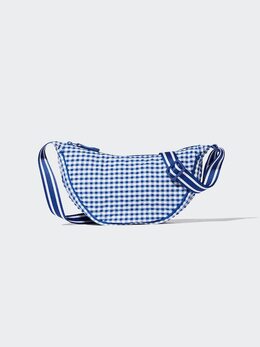 Круглая мини-сумка на плечо (в клетку) Uniqlo, синий 476379 | 65 blue