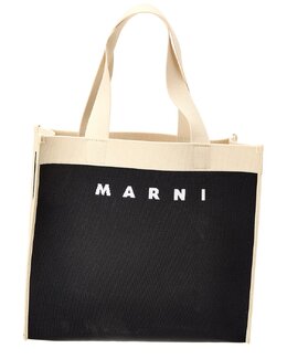 Сумка-тоут из жаккардовой ткани с логотипом Marni среднего размера, черный 7792502898748 | black