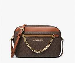 Сумка через плечо Jet Set Large Logo коричневого цвета Michael Kors 7907851993148 | brown