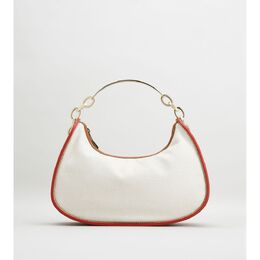 Сумка-хобо из холста и кожи, маленькая Tod's, коричневый/бежевый 7769306890300 | brown/beige