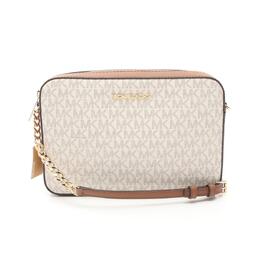 Michael Kors Jet Set сумка через плечо из кожи с покрытием Canvas, коричневый/белый 7900763947068 | brown, white