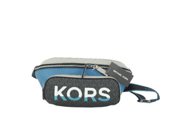 Большая поясная сумка Cooper из синей кожи с вышитым логотипом Michael Kors 0194391927166