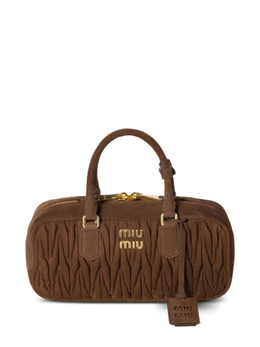Сумка для боулинга Arcadie из дутой кожи Miu Miu, коричневый 5bb148voonab7o | коричневый