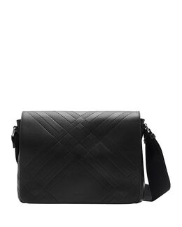 Клетчатая кожаная сумка-мессенджер Burberry, черный 5343394 | black