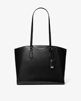 Кожаная сумка-тоут через плечо Taryn с серебряными деталями Michael Kors, чёрный mp_0478263_30f4stbt7l | negro