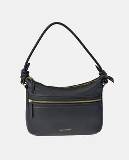Черная кожаная сумка-хобо на молнии Pierre Cardin, чёрный a52651828 | negro