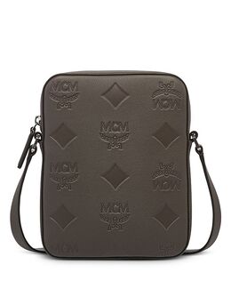 Сумка через плечо из кожи Klassik Mini Maxi с тиснением из монограммы MCM, серый 4939743 | gray