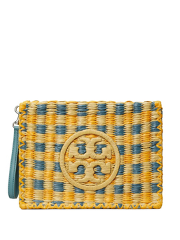 Сумка-клатч Ella в клетку с плетением Tory Burch, желтый 165581 | желтый