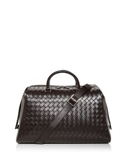 Кожаная сумка Weekender Intrecciato с застежкой-молнией Bottega Veneta, черный 5343415 | black