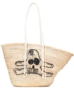 Celine 2020 Andre Butzer Large Raffia Classic Wanderer Embroidered Shopping tote bag 30571687