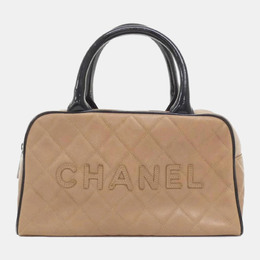 Chanel Beige Enamel Leather Boston Bag 1158891