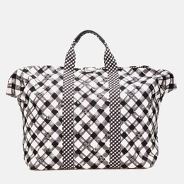 Chanel Black/White Printed Canvas Gingham Weekender Tote 1158121