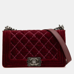 Chanel Burgundy Velvet Medium Velvet Boy Bag 1157445
