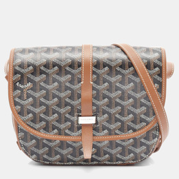 Goyard Brown Black Coated Canvas Leather Belvedere PM Shoulder Bag 1157333