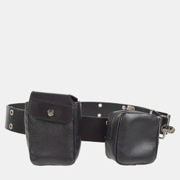 Christian Dior Black Leather Twin Pochette Belt Bum Bag 1159091