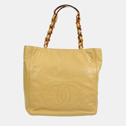 Chanel Beige Lambskin Plastic Chain Tote Bag 1159121