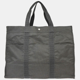 Hermes Gray Canvas Herline TGM Tote Bag 1159088