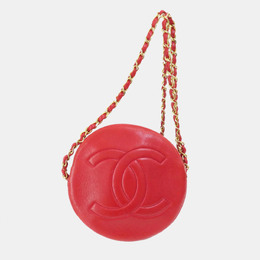 Chanel Red Lambskin Leather Coco Mark Shoulder Bag 1158935