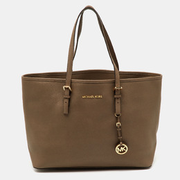 Michael Kors Brown Saffiano Leather Large Jet Set Travel Tote 1159689