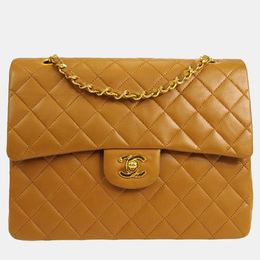 Chanel Brown Lambskin Medium Classic Double Flap Shoulder Bag 1159177