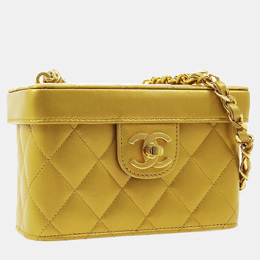 Chanel Quilted Cc Vanity Chain Shoulder Bag Purse Gold Leather Vintage 1159179