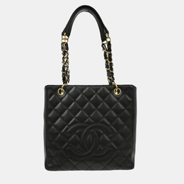 Chanel Black Calfskin Petite Shopping Tote Handbag 1159165