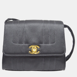 Chanel Black Satin Straight Flap Mademoiselle Shoulder Bag 1159146