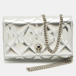 Alexander McQueen Silver Quilted Leather Small Skull Chain Bag 1158820