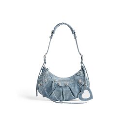 Маленькая сумка через плечо Le Cagole из денима со стразами Balenciaga, синий 6713072109u4715 | синий