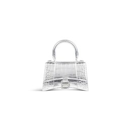Сумка Hourglass XS с тиснением под крокодила Balenciaga, серебряный 5928331s4cy8110 | серебро