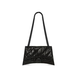 Сумка Crush Small Chain Bag Стеганая из черной мятой телячьей кожи, черная матовая фурнитура Balenciaga, черный 716351210iy1000 | черный