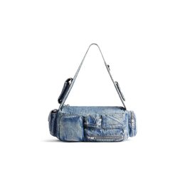 Сумка-слинг Superbusy Small Denim Balenciaga, синий 7021672aa244637 | синий