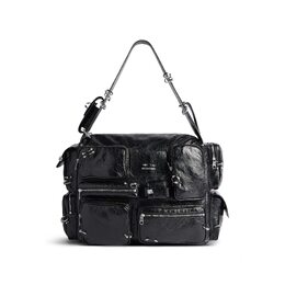 Большая сумка-слинг Superbusy с пирсингом Balenciaga, черный 7021682abdj1000 | черный