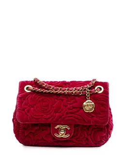 Chanel 2021-2025 Mini Velvet Camellia Flap shoulder bag 30634197