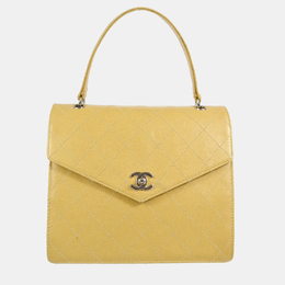 Chanel Beige Calfskin Turnlock Top Handle Bag 1159153