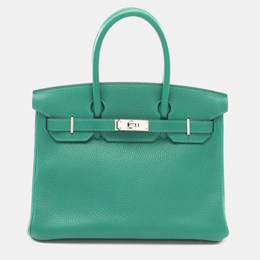 Hermes Khaki Vert Vertigo Taurillon Clemence Leather Birkin 30 Bag 1156977