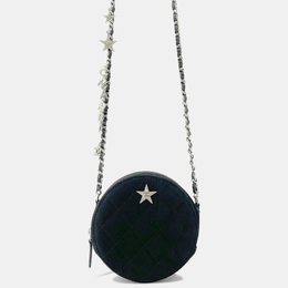 Chanel Black Suede Star Motif Round Chain Shoulder Bag 1157691