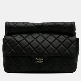 Chanel Black Reissue 2.55 Metallic Lambskin Roll Clutch 1160280