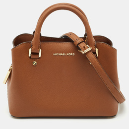 Michael Kors Brown Saffiano Leather Small Savannah Satchel 1160080