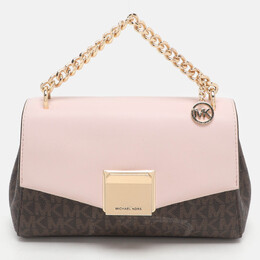 Michael Kors Brown/Pink Signature Coated Canvas And Leather Small Lita Crossbody Bag 1158745