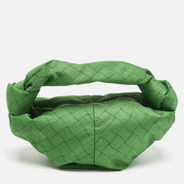 Bottega Veneta Green Intrecciato Print Fabric Mini BV Jodie Hobo 1156187