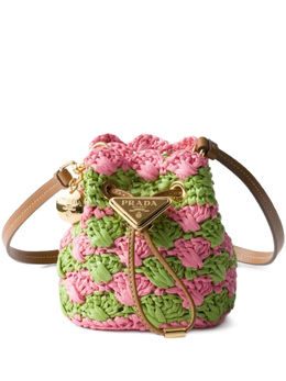 Мини-сумка-ведро Prada, связанная крючком, зеленый 1nr0402cq2 | зеленый