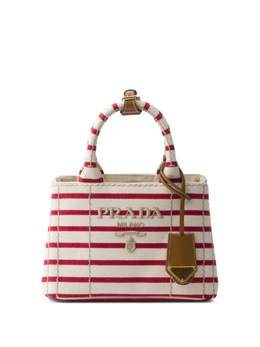 Prada мини-сумка из канваса в полоску, нейтральный 1ba038v8ox2hjn | нейтральные цвета