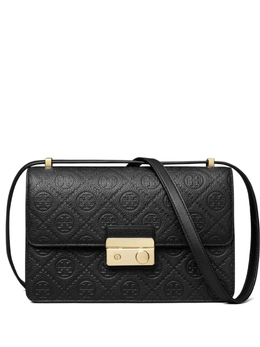Сумка через плечо из кожи с тиснением T-Monogram от Tory Burch, черный 175326 | черный
