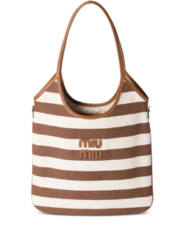 Сумка-тоут Miu Miu Ivy в полоску, коричневый 5bg231vmlf2ibb | коричневый