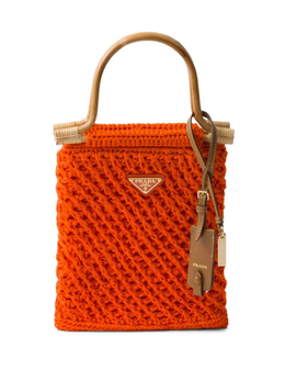 Prada сумка-тоут размера мини в технике кроше, оранжевый 1ba461vooo2hg7 | оранжевый