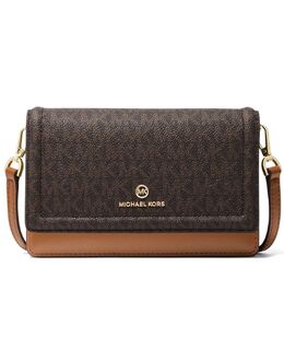 Сумка женская кросс-боди Michael Kors jet set с логотипом бренда, мульти 12089744 | brown/acorn/gold