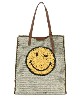 Anya Hindmarch smiley-motif woven tote bag 30614934