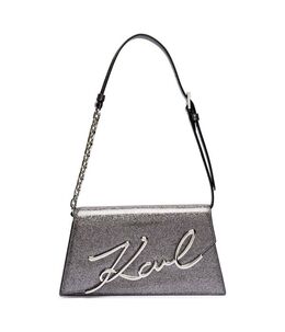 Кожаная сумка через плечо k/signature 2.0 Karl Lagerfeld, серебряный kl251w000055c5800os | sidabro